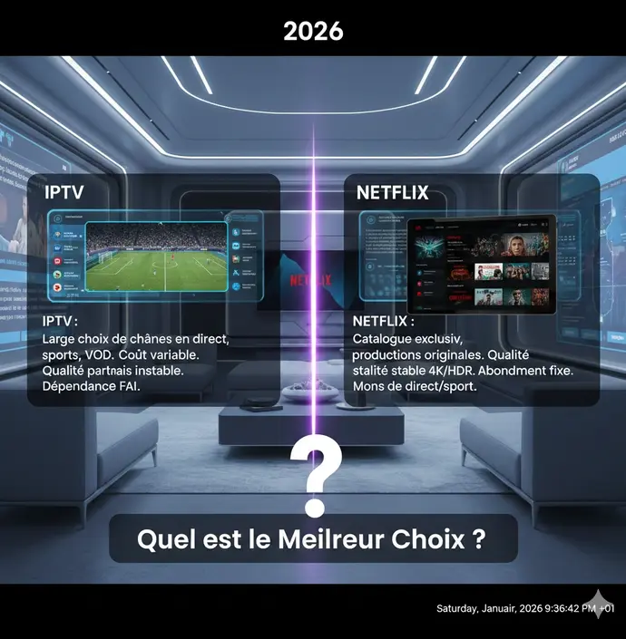 IPTV vs Netflix 2026 : Comparatif Complet | Prix, Contenu, Qualité